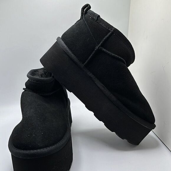 CUSHIONAIRE Women's Genuine Suede Cozy Mule Platform +Memory Foam 5 BLACK - Picture 6 of 7